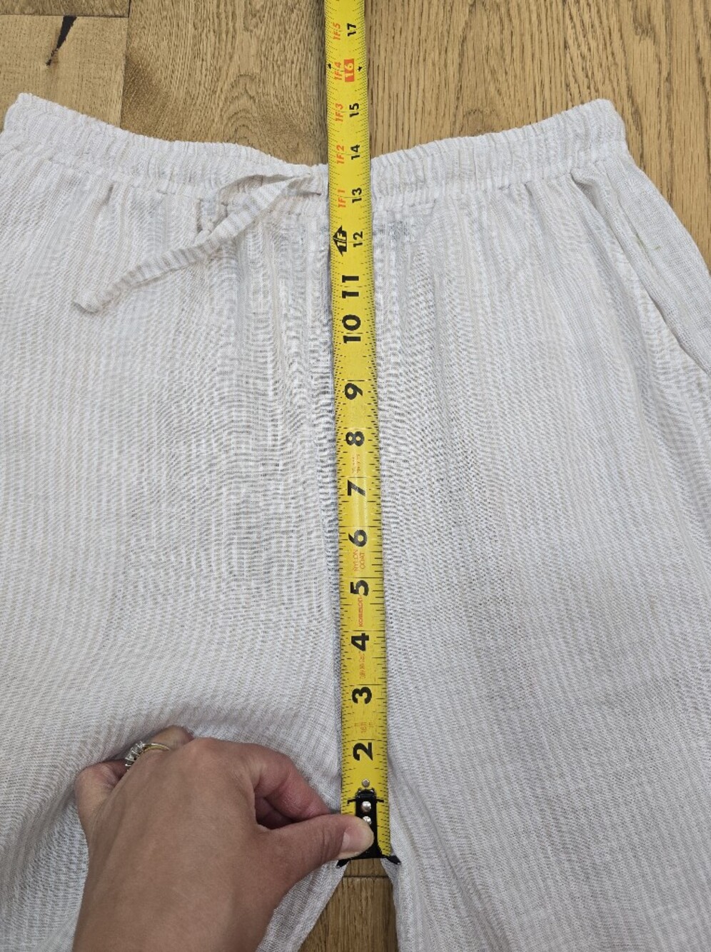 Mango Linen Blend Tan and White Stripped Cropped Linen Pant Size 2 - Picture 7 of 9